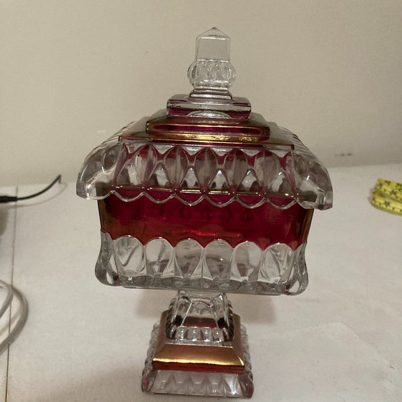 8" Ruby red glass crystal candy dish - Westmoreland Glass - Picture 1 of 6
